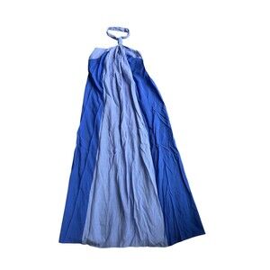 Nine West Blue Fit & Flare Halter Maxi Dress Small Beachy Resort Boho Summer